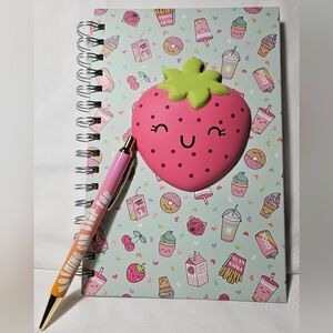 Squishy Strawberry Notebook & Pen NEW